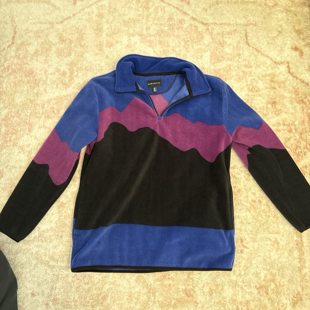 Silver Jeans Blue and Black Zip Up Sweater